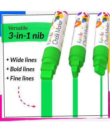 Funcils 8 Washable Window Markers for Cars - 15mm Neon Chalk Markers for Glass, Chalkboard, Blackboard, Auto - Bright Jumbo Tip, Loved by Teachers and Kids - Buy Online on GoSupps.com