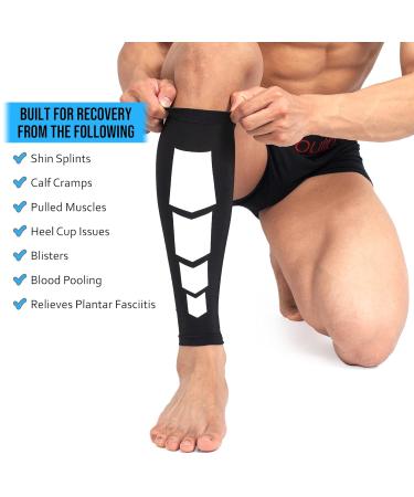 360 RELIEF Compression Calf Sleeves - XL Black | For Fitness, Sports, Shin Splints, Muscle Cramps | Running, Jogging, Hiking | 1 Pair + Mesh Laundry Bag - Buy Online on GoSupps.com