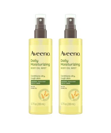 Aveeno Daily Moisturizing Body Oil Mist with Oat & Jojoba Oil for Dry Sensitive Skin Nourishing Body Spray for Smoother Skin Paraben- Silicone- & Alcohol-Free Twin Pack 6.7 fl. oz 2 Pack 6.7 Fl Oz (Pack of 2) Oil Mist