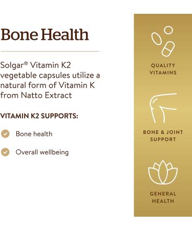 Solgar Vitamin K2 100 mcg - 50 Veggie Capsules | Naturally Sourced Health - Buy Online on GoSupps.com