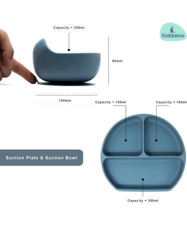 Kiddaroo Baby Weaning Set - Feeding Bib, Sippy Cup, Cutlery, Plate, Bowl - Blue | Baby Led Weaning Essentials with eBook - Buy Online on GoSupps.com