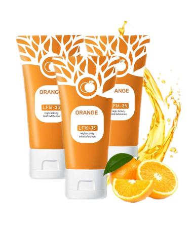 Orange Exfoliating Gel for Face & Body - Deep Cleansing Moisturizing Scrub with Enzymes Organic Formula to Remove Blackheads & Smooth Skin Suitable for All Skin Types (3pc 50g) 3pc 1.76 Ounce (Pack of 1)