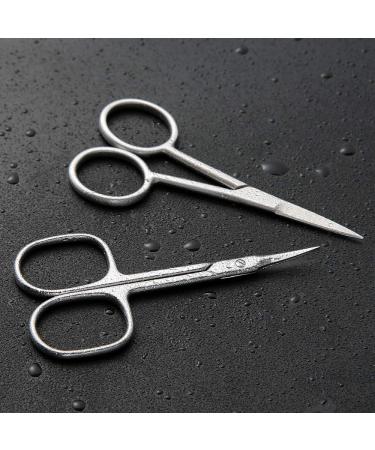 BEZOX 2pcs Scissors Set - Professional Nail, Cuticle, Eyebrow, Beard Trimming & Hair Cutting Scissors - Silver - Buy Online on GoSupps.com
