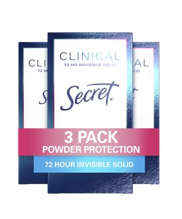 Secret Clinical Strength Invisible Solid Antiperspirant and Deodorant for Women, Protecting Powder, 1.6 oz (Pack of 3) Protecting Powder 1.6 oz (Pack of 3)