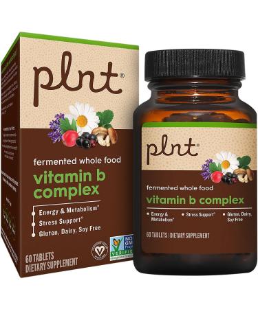 Fermented Whole Food Vitamin B Complex a" Energy Metabolism & Stress Support (60 Tablets)