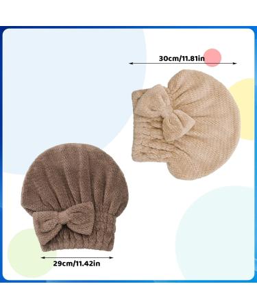 FRIUSATE Microfiber Hair Towel 2 Pack - Super Absorbent Turban Hair Drying Cap with Bow-Knot Shower Cap for Curly Long Thick Wet Hair - Coffee & Brown - Buy Online on GoSupps.com