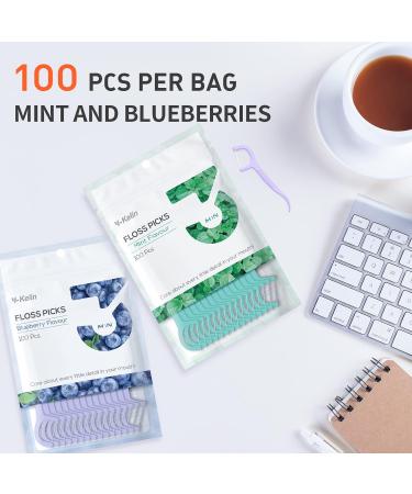 Y-Kelin Blueberry Dental Floss Picks - 100 Pcs Teeth Cleaning Sticks - Pack of 1 (Blueberry 300 Count) - Buy Online on GoSupps.com