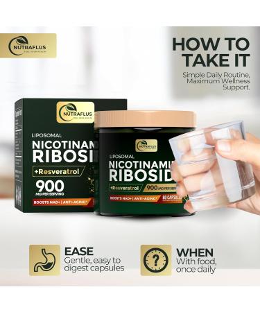 NAD Alternative of NMNH Supplement Liposomal NAD + Resveratrol Supplement NAD Supplements for Women and Men Liposomal Nicotinamide Riboside 900mg for Energy & Healthy Aging - 80 Capsules - Buy Online on GoSupps.com