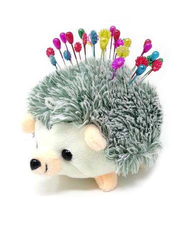Honbay Furry Hedgehog Shape Pin Cushion Fabric Pin Holder for Sewing or DIY Crafts (Grey)