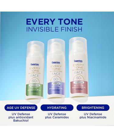 Coppertone Every Tone Invisible Finish Brightening UV Defense Face Sunscreen SPF 60+ with Niacinamide Lightweight Blends in Clear Sunscreen for All Skin Tones 1.7 Fl Oz Pump Bottle - Buy Online on GoSupps.com