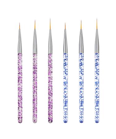 Hanyousheng 6 pieces nail design brush nail art liner brush professional acrylic nail art brush set nailart brush fineliner nailart brush for diy nail art salon design