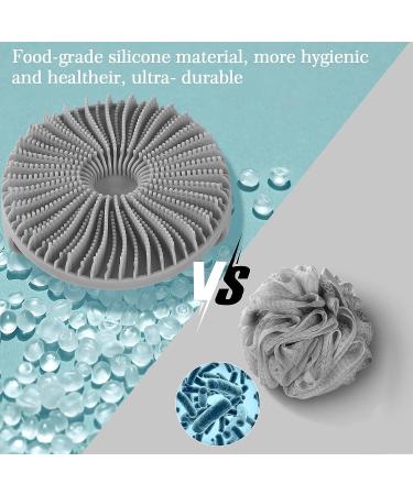 Silicone Exfoliating Body Scrubber - Shower and Back Brush for Men and Women - Gentle on Sensitive Skin - Grey - Buy Online on GoSupps.com