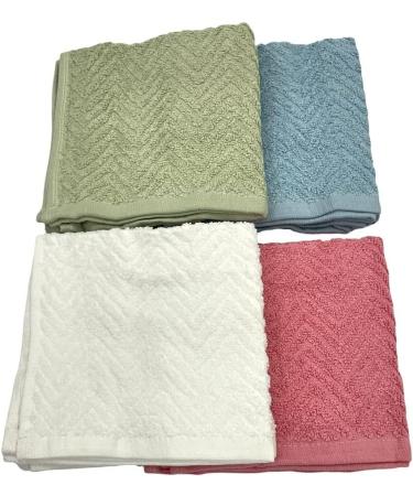 100% Cotton 8 PC Textured Washcloth Set - Pastel Pink, White, Green, Blue - Buy Online on GoSupps.com