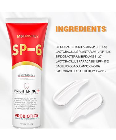 MSDRWIKEY Probiotic Whitening Toothpaste - 6 Probiotics for Fresh Breath & Bright Smile | 4.9oz (2) - Shop Internationally - Buy Online on GoSupps.com