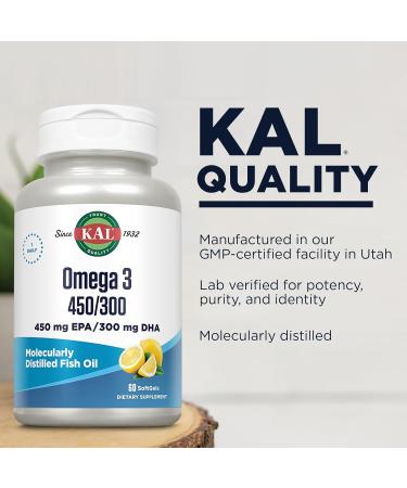 KAL 450/300 1280 Mg Omega 3 Lemon 60 Count - Buy Online on GoSupps.com