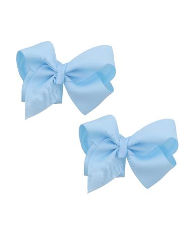 3 Inch Grosgrain Bow for Little Girls - Set of 2 (Sky Blue)