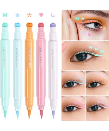 Derwrtup Liquid Eyeliner Stamp Double Headed Liquid Eye Liner Stamp funny sweat proof eyeliner stamp 5piece doublesided 2in1 eye makeup pen - Buy Online on GoSupps.com