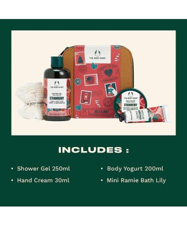 The Body Shop Jolly & Juicy Strawberry Essentials Gift Set - Vegan Body Care - 4 Items - Buy Online on GoSupps.com