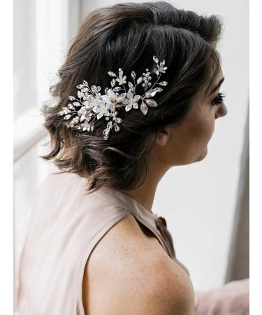 SWEETV Handmade Pearl Flower Wedding Hair Comb for Women - Bridal Hair Clip & Accessories - Buy Online on GoSupps.com