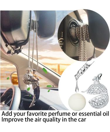 Buy Hollow Ball Pendant Car Essential Oil Diffuser Aromatherapy Jewelry & Air Freshener for Men & Women Silver Mirror Hanging Accessory - Buy Online on GoSupps.com