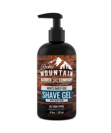 Men's Shave Gel - Clear Shaving Gel So You Can See Where You Are Shaving  For Full Shaves and Tightening Beard Lines - 8oz by Rocky Mountain Barber Company