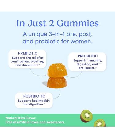 FIRST DAY Womens 3-in-1 Probiotic Gummies Prebiotic + Probiotic + Postbiotic Supplement Supports Digestive & Oral Health Immune Function & Energy Levels 30-Day Supply 60 Count (Pack of 1) Bottle - Buy Online on GoSupps.com