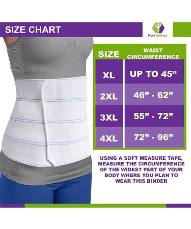 MARS WELLNESS Bariatric Abdominal Binder 2X-Large - 12 Panel Brace for Waist Sizes 46-62 - Unisex Plus Size Support - Buy Online on GoSupps.com