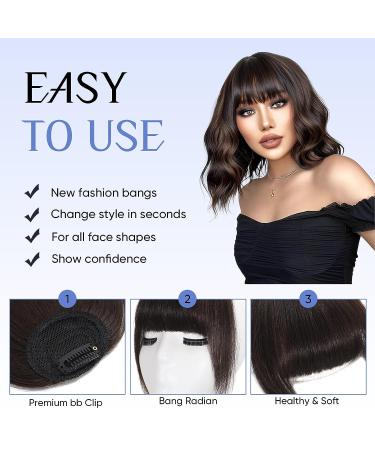100% Human Hair Wispy Bangs - Clip in Easy French Extensions for Daily Wear-Dark Brown - Buy Online on GoSupps.com