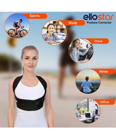 Ellostar Back Brace Posture Corrector for Women and Men - Large Size (33-39 Inch) - Lumbar Support, Shoulder and Back Straightener for Posture Improvement and Pain Relief - Buy Online on GoSupps.com