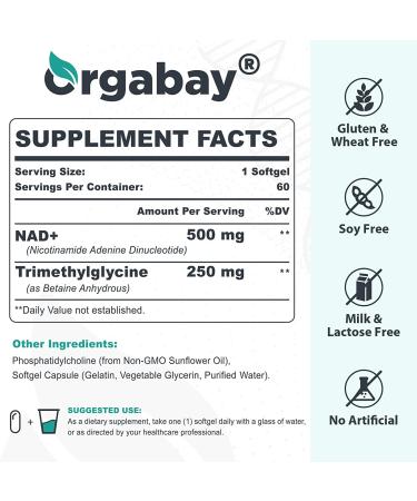High Absorption Liposomal NAD+ 500mg with TMG 250mg | Boost Cellular Energy & Healthy Aging | Nicotinamide Riboside Alternative | 60 Softgels - Buy Online on GoSupps.com