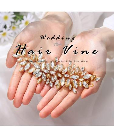 Jakawin Bride Crystal Wedding Hair Vine - Gold Rhinestone Bridal Headpiece for Women & Girls - Buy Online on GoSupps.com