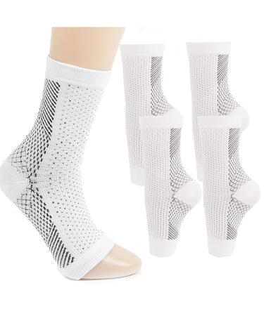 Heelsium Pain Relief Socks Compression Socks for neuropathy pain (White 2pairs L)