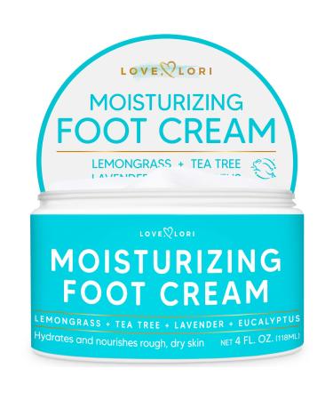LOVE  LORI Foot Cream for Dry Cracked Feet 4 oz. Foot Lotion Foot Moisturizer & Heel Cream - Foot Repair Cream for Cracked Feet Treatment w/Tea Tea Oil & Lemongrass - Foot Care for Women