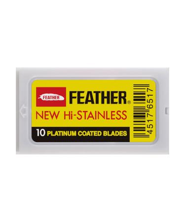 Feather Double Edge Safety Razor Blades - (50 Count) - Platinum Coated Hi-Stainless Steel Razor Blades - Fits Most Safety Razors - Super Sharp for Close Shaves - Made in Japan