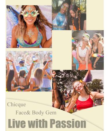 Chicque Rhinestone Body Jewels Set - Festival Mermaid Chest & Crystal Face Stickers for Women and Girls - Rave Party Jewelry (2PCS) - Buy Online on GoSupps.com