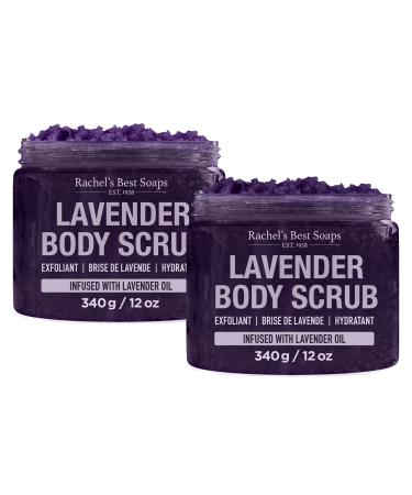 BeautyFrizz Lavender Body Scrub 24 Oz - Exfoliating Body Scrub with Sea Salt Aloe and Shea Butter - Exfoliator Body Scrubs for Women Exfoliation - Lavender Scrub - Pack of 2