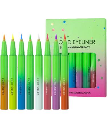  Generisch Liquid Liner Matte Eyeliner Pencil 8 Neon Coloured Liquid Pencil Long Lasting Eye Make-Up Waterproof and Dirt-Resistant for Women - Buy Online on GoSupps.com