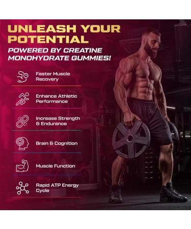 Creatine Monohydrate Gummies for Men & Women, 9000MG Creatine Gummies Sugar Free with L-Taurine, BCAA 2:1, B12 B6 for Boost Strength, Focus & Endurance, Vegan, Non-GMO, Raspberry 120pcs Raspberry 120 Count (Pack of 1) - Buy Online on GoSupps.com