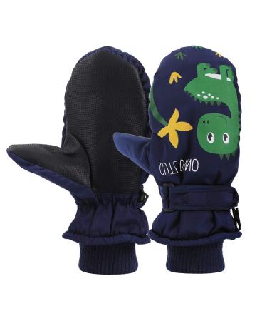 QKURT Kinder Ski gloves snowboard gloves Snow hand shoes waterproof and windproof winter feasts for 4-9 years of girls and boys skiing snowboard riding walking bike dark blue