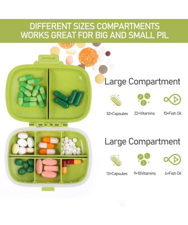 Sibba Weekly Pills Organizer Box - 7-Day Travel Medication Case with 8 Grids - Green Pocket Holder for Daily Medication Storage - Buy Online on GoSupps.com