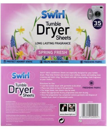 Swirl 3 pack Tumble Dryer Sheets - 35 Lavender - 35 Tropical - 35 Spring - Total 105 Sheets + 2 Wool Dryer Balls - All you need Kit - Buy Online on GoSupps.com