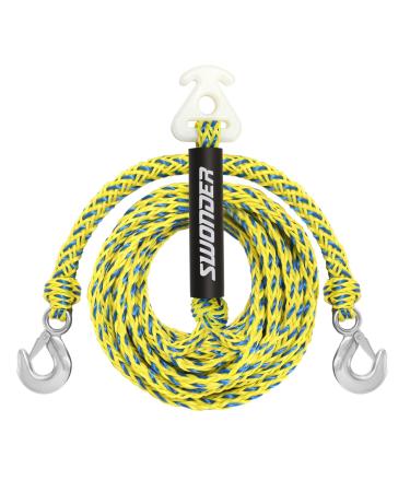Swonder Boat Tow Harness for Tubing, 16ft Boat Tow Rope for Tubing Ski Tow Bridle for 4 Riders Towable Tube, Tube Tow Harness with 3/4in Big Hook Size Fits Most Boats