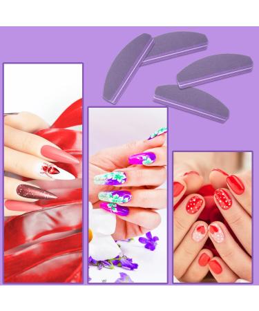 10 Pieces Professional Nail File Set - 100/180 Grit Washable Double-Sided Buffer for Gel Nails - Perfect for Nail Studios & Home Use - Purple - Buy Online on GoSupps.com