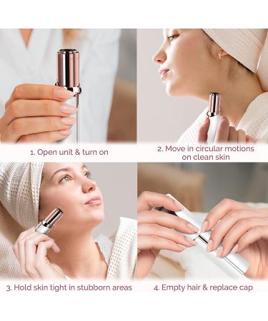 VISOFO Flawless Facial Hair Removal Kit - Electric Dermaplaning Tool for Women - Smooth Epilator Trimmer Travel Set - Face Dermaplane Shavers (Pearl) - Buy Online on GoSupps.com