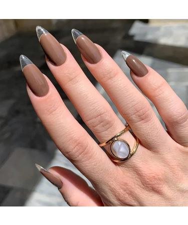 Press on Nails Professinal False Nail Kit -3D French Long Press on Nails Glossy Fake Nails Full Cover Ballerina Nails Tips for Women and Girls Gift (Color : H) (H)