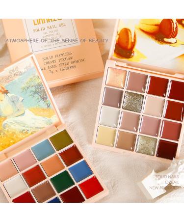 Solid Gel Nail Polish Palette - 16 Cream Pastel Colors | Long-Lasting Glossy Gel Polish Set - International Shipping Available - Buy Online on GoSupps.com