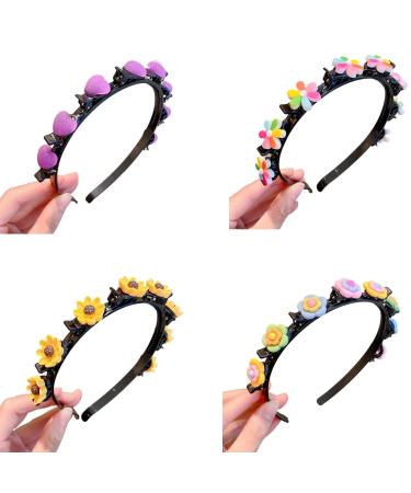 Flower Clip Headband Girls Headband with Clips Headband with Flower Clips Flower Headband with Clips Clip Headbands for Girls Headband Clips for Hair Hair Band with Flower Clips for Girls(B)