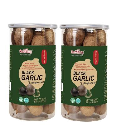 ONETANG Black Garlic 250g, Whole Black Garlic Fermented for 90 days, 0 additives, high in antioxidants 8.81 oz(pack of 2) Whole Black Garlic 8.81 Ounce (Pack of 2)