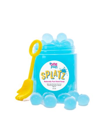 SPLATZ™ Fun Hand Soap for Kids, All Natural, Bursting Bubbles of Pure Soap, Tactile and Sensory Play, Turquoise Color, Light Citrus Scent, Handy Spoon doubles as a Bubble Blowing Wand. Turquoise Color 8oz Jar / 60 Hand Was…