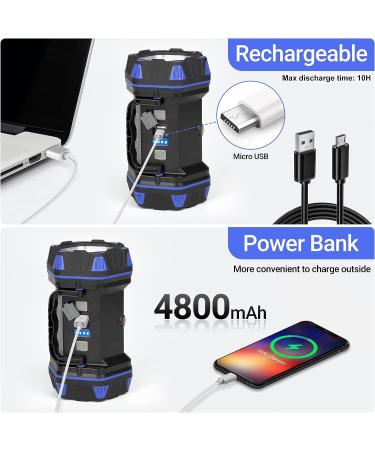 Rechargeable LED Camping Lantern 1500LM | 8 Light Modes, USB Power Bank | Portable Emergency Flashlight for Outages, Hurricane, Hiking - Blue - Buy Online on GoSupps.com